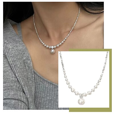 #ad Broken Silver Pearl High End Feeling Light Luxury Women#x27;s New Crystals Pendants $7.02