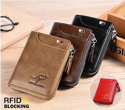 #ad Mens RFID Blocking Leather Wallet Credit Card ID Holder Zipper Purse Waterproof. $7.12