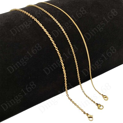 #ad 18K Yellow Gold Filled 1mm 2mm 2.4mm 16 18 20 22quot; 24quot; Cable Chain Necklace L146G $14.99