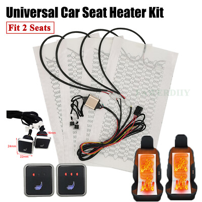#ad Universal 12V Car Seat Heater Kit Carbon Fiber heating pad with 3 Level Switch $78.29