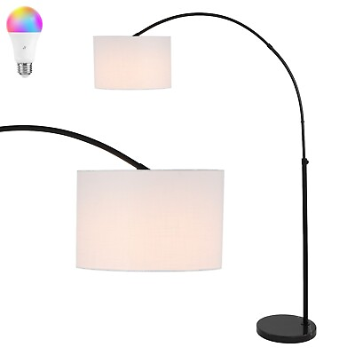 #ad JONATHAN Y 70quot; Industrial Adjustable Iron LED Floor Lamp w Smart Bulb Black $83.99
