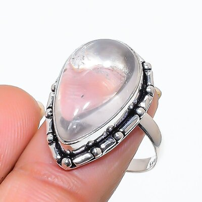 #ad 925 Sterling Silver Crystal Quartz Gemstone Handmade Jewelry Size 8 K248 $8.99