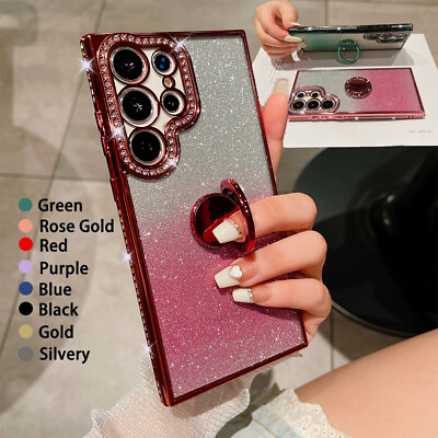 Shockproof Bling Diamond Ring Stand Case For Samsung Galaxy S22 Ultra S23 Pro $9.94