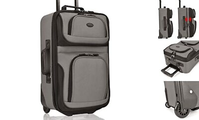 #ad Rio Rugged Fabric Expandable Carry on Luggage 2 Wheel Rolling Single Grey $87.33