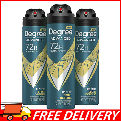#ad 3 Pack DEGREE Men Antiperspirant Deodorant Dry Spray Sport Defense 3.8 Oz $11.69
