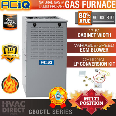 #ad 88000 BTU 80% ACiQ 2 Stage Natural Gas or Propane LP Furnace G80CTL $1433.55