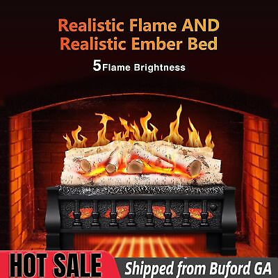 #ad 21 INCH 1500W Electric Fireplace Log Set Heater Whitish logs from Buford GA $110.99