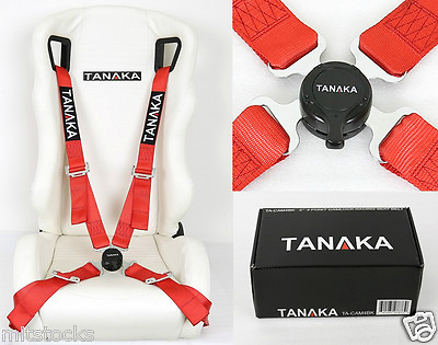 #ad 1 TANAKA UNIVERSAL RED 4 POINT CAMLOCK QUICK RELEASE RACING SEAT BELT HARNESS 2quot; $51.57