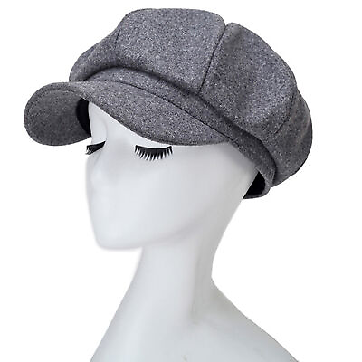 #ad Beret Hat Sun Protection Thick Solid Color Women Octagonal Cap Woolen $9.86