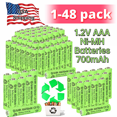 #ad Lot 1 48Pcs Ni MH AAA Rechargeable Battery 1.2V 700mAh Batteries for Solar Light $10.79