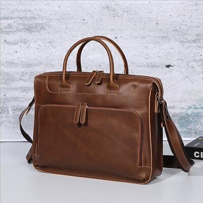 #ad New Faux Leather Business Bag men#x27;s PU handbag Briefcase shoudler bag purse gift $38.99